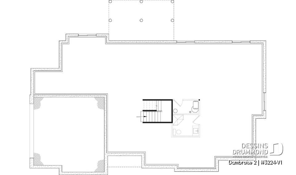Sous-sol aménageable - Plan de maison plain-pied lumineux avec garage double, plafond cathédrale et jusqu’à 6 chambres - Dambroise 2