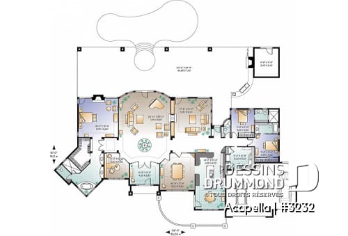 Rez-de-chaussée - Plain-pied style Floride avec 3 à 4 chambres, plafond 10' et garage triple - Acapella