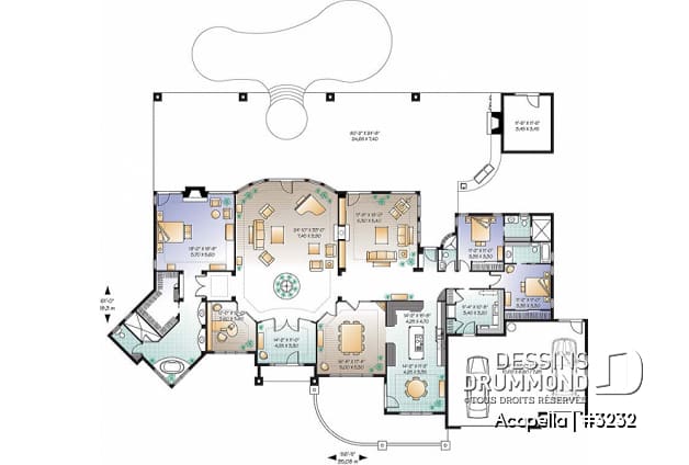 Rez-de-chaussée - Plain-pied style Floride avec 3 à 4 chambres, plafond 10' et garage triple - Acapella