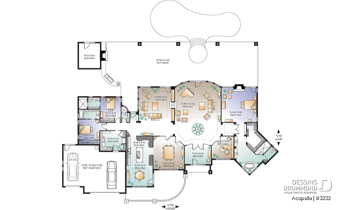 Rez-de-chaussée - Plain-pied style Floride avec 3 à 4 chambres, plafond 10' et garage triple - Acapella