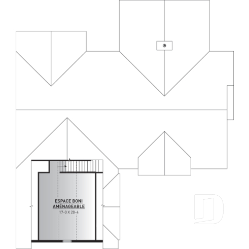 Espace boni - Grand plan de plain-pied, 3 chambres, garage double, terrasse abritée, foyer, grande buanderie, suite parents - Lombardo