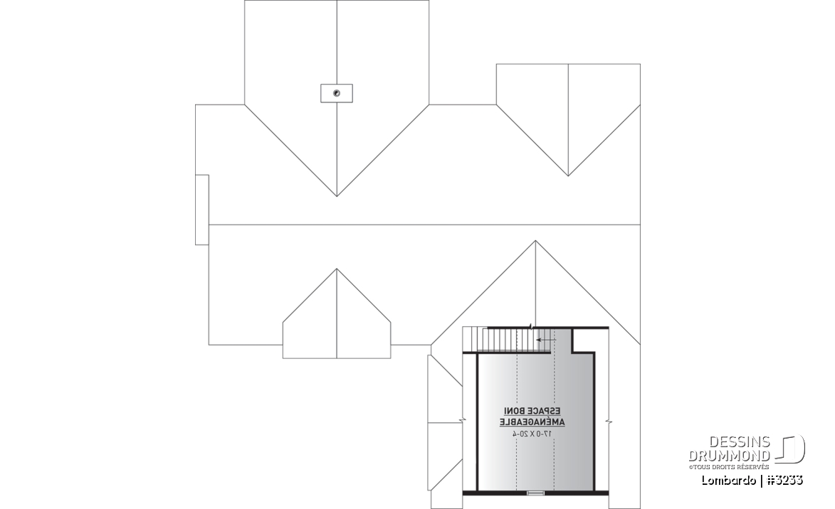 Espace boni - Grand plan de plain-pied, 3 chambres, garage double, terrasse abritée, foyer, grande buanderie, suite parents - Lombardo