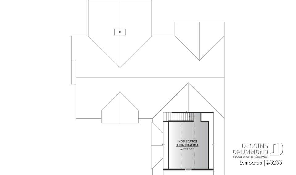 Espace boni - Grand plan de plain-pied, 3 chambres, garage double, terrasse abritée, foyer, grande buanderie, suite parents - Lombardo