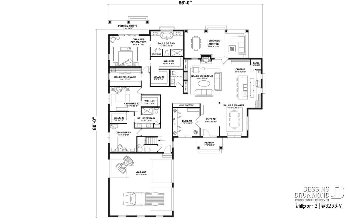 Rez-de-chaussée - Farmhouse 3 chambres, chambre parents balcon privé, bureau, espace boni, foyer, garde-manger, 2.5 s.bain - Millport 2