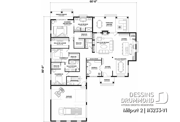 Rez-de-chaussée - Farmhouse 3 chambres, chambre parents balcon privé, bureau, espace boni, foyer, garde-manger, 2.5 s.bain - Millport 2