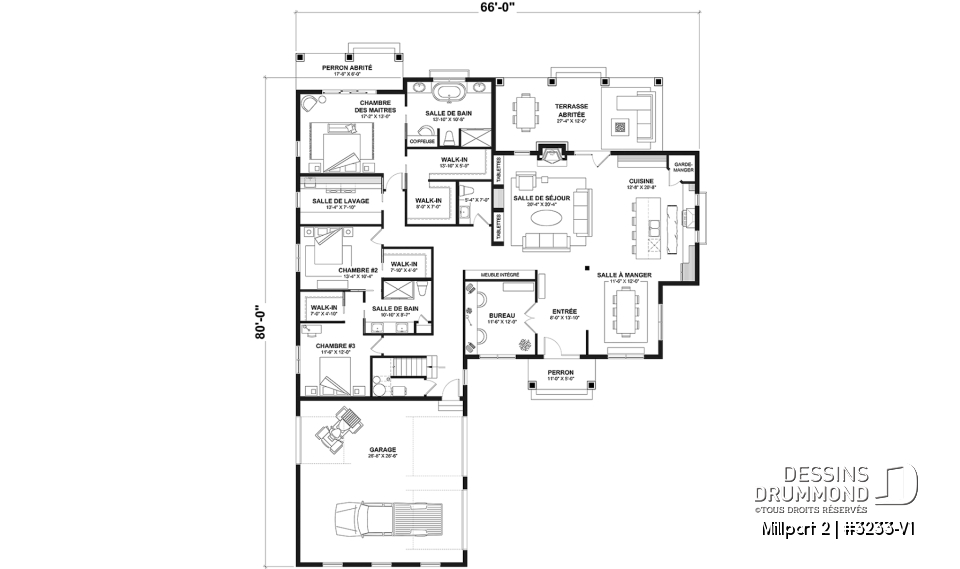 Rez-de-chaussée - Farmhouse 3 chambres, chambre parents balcon privé, bureau, espace boni, foyer, garde-manger, 2.5 s.bain - Millport 2