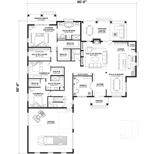 Rez-de-chaussée - Farmhouse 3 chambres, chambre parents balcon privé, bureau, espace boni, foyer, garde-manger, 2.5 s.bain - Millport 2