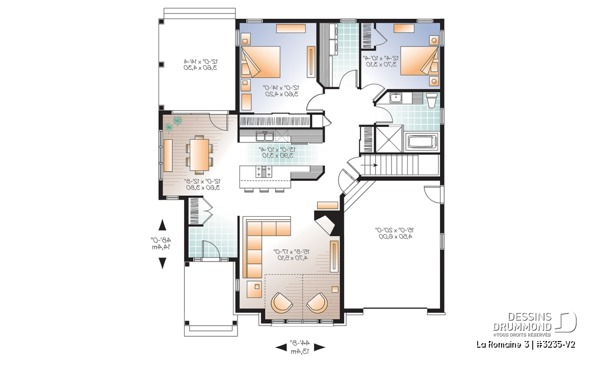 Rez-de-chaussée - Plain-pied de style Craftsman, 2 chambres, sous-sol aménageable et garage - La Romaine 3