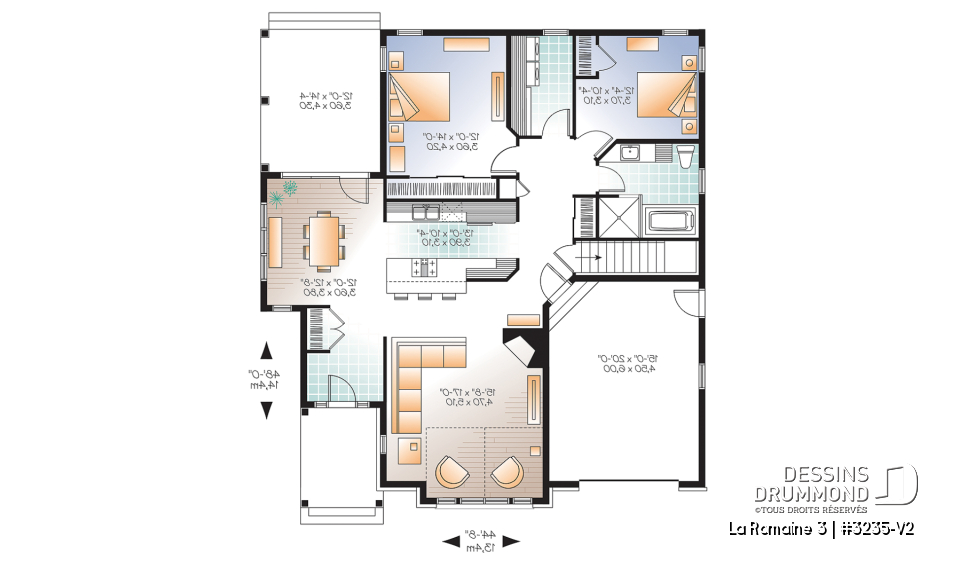 Rez-de-chaussée - Plain-pied de style Craftsman, 2 chambres, sous-sol aménageable et garage - La Romaine 3