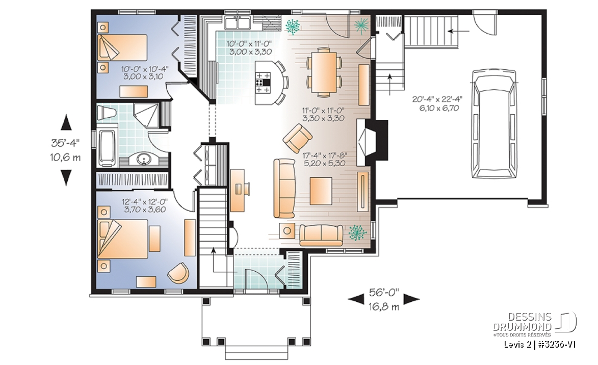Rez-de-chaussée - Plain-pied de style Craftsman, espace ouvert, foyer, garage double avec accès maison et sous-sol - Levis 2
