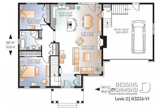 Rez-de-chaussée - Plain-pied de style Craftsman, espace ouvert, foyer, garage double avec accès maison et sous-sol - Levis 2