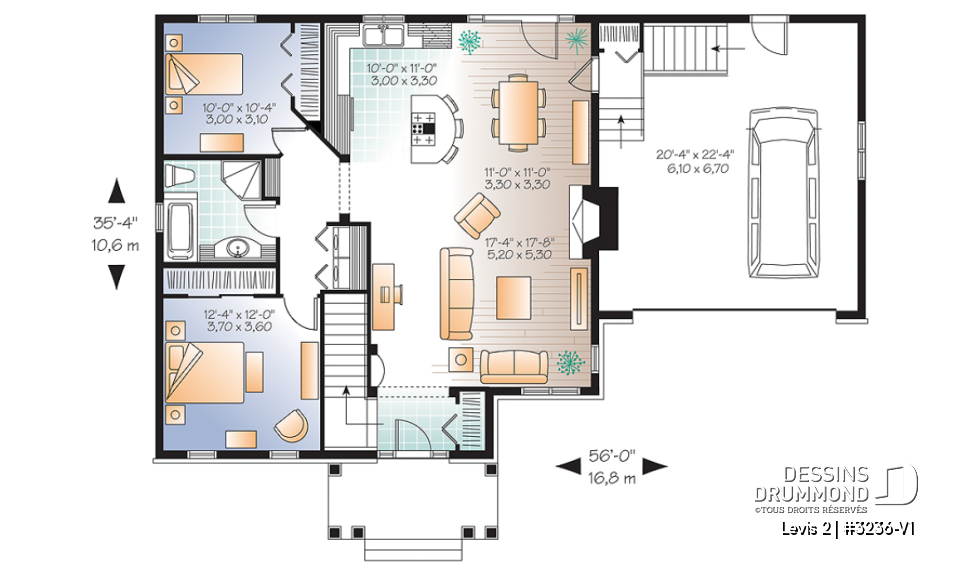 Rez-de-chaussée - Plain-pied de style Craftsman, espace ouvert, foyer, garage double avec accès maison et sous-sol - Levis 2