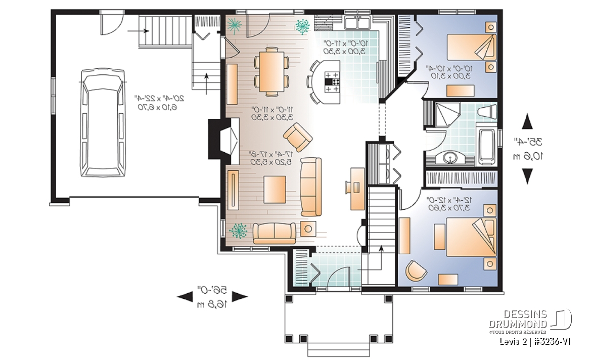 Rez-de-chaussée - Plain-pied de style Craftsman, espace ouvert, foyer, garage double avec accès maison et sous-sol - Levis 2