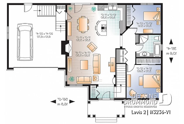 Rez-de-chaussée - Plain-pied de style Craftsman, espace ouvert, foyer, garage double avec accès maison et sous-sol - Levis 2