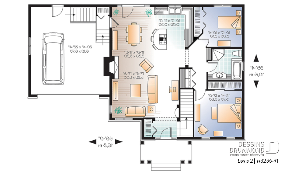 Rez-de-chaussée - Plain-pied de style Craftsman, espace ouvert, foyer, garage double avec accès maison et sous-sol - Levis 2