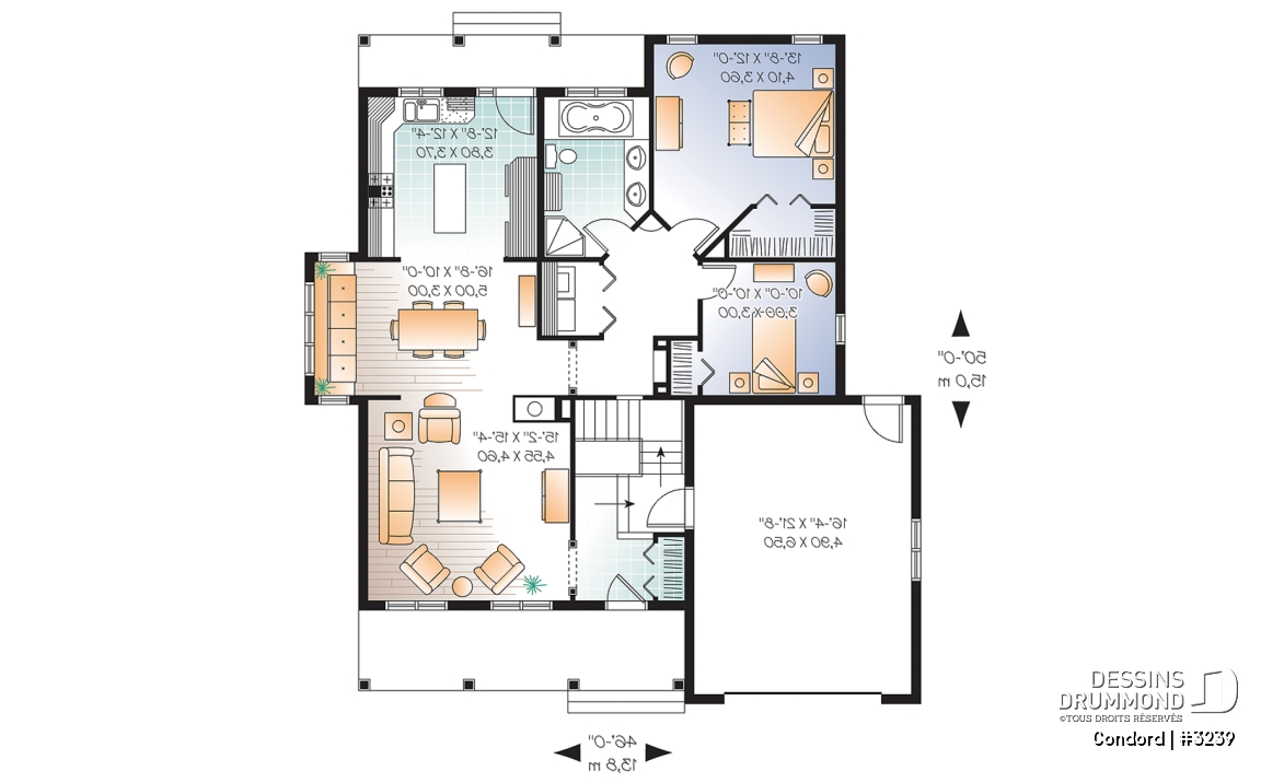 Rez-de-chaussée - Bungalow de 2 chambres avec galerie couverte et grand garage - Condord