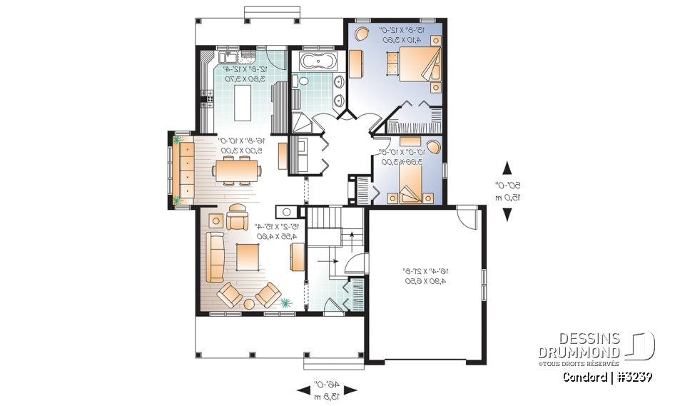 Rez-de-chaussée - Bungalow de 2 chambres avec galerie couverte et grand garage - Condord