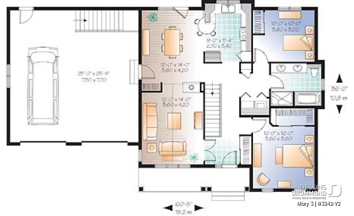 Rez-de-chaussée - Plain-pied champêtre, garage double, foyer sur deux faces, superbe salle de bain - Mary 3