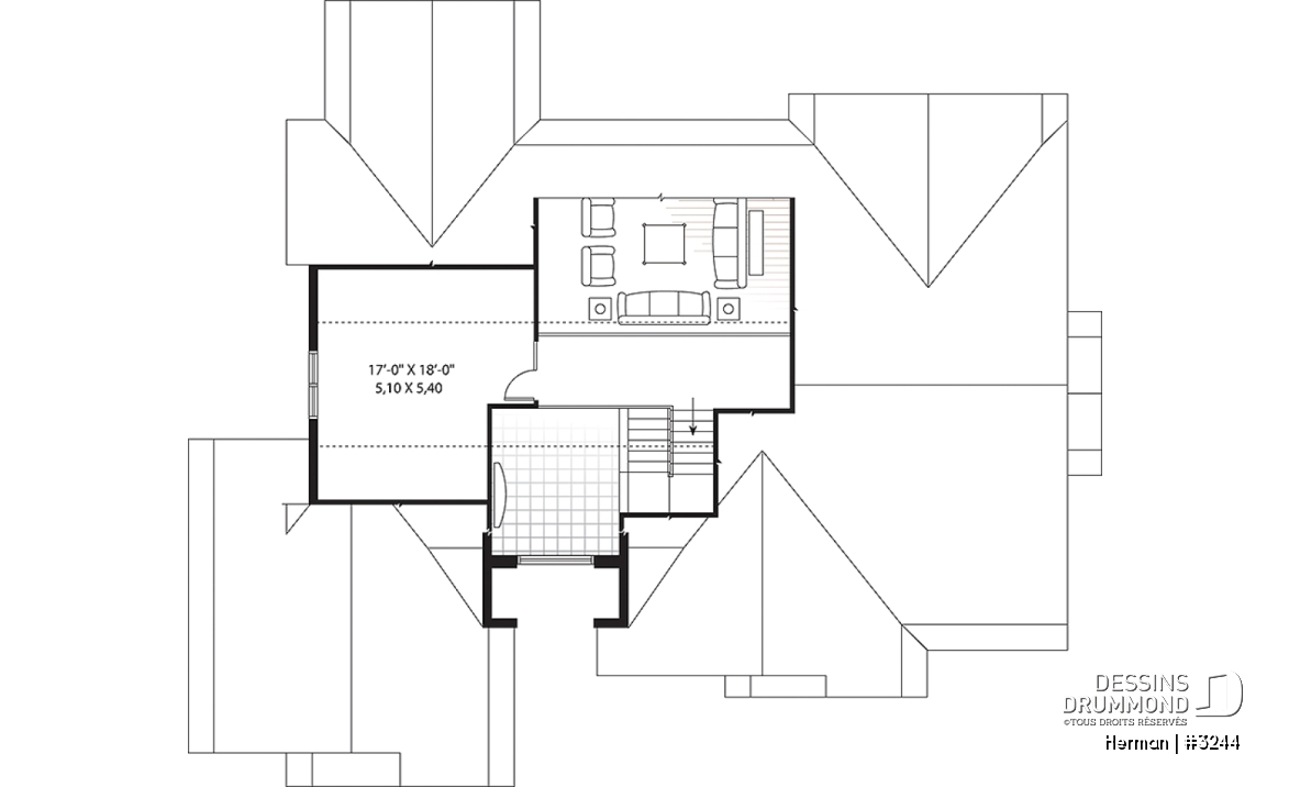 Espace boni - Maison de style Floride, grande suite des maîtres, bureau à domicile, à aire ouverte, espace boni - Herman