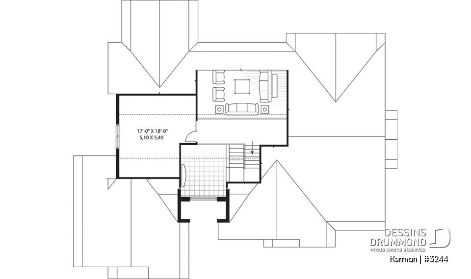 Espace boni - Maison de style Floride, grande suite des maîtres, bureau à domicile, à aire ouverte, espace boni - Herman