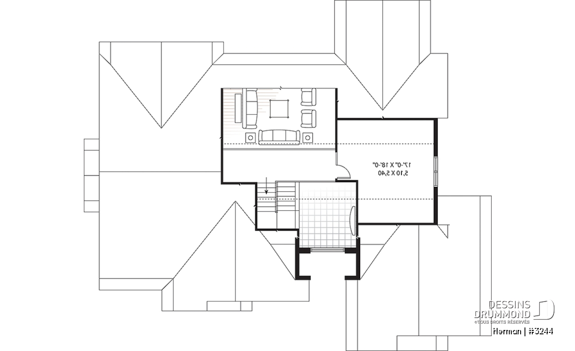 Espace boni - Maison de style Floride, grande suite des maîtres, bureau à domicile, à aire ouverte, espace boni - Herman