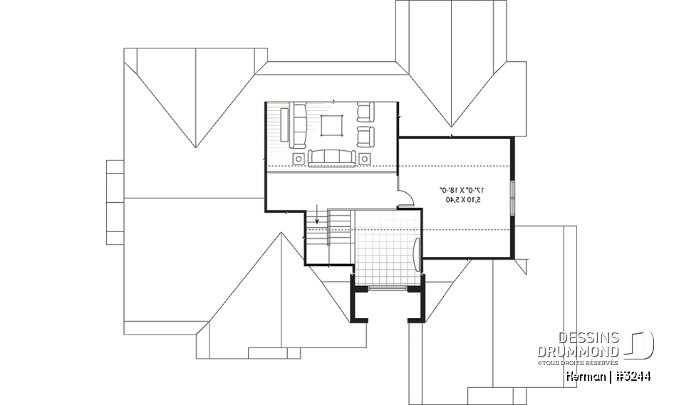 Espace boni - Maison de style Floride, grande suite des maîtres, bureau à domicile, à aire ouverte, espace boni - Herman