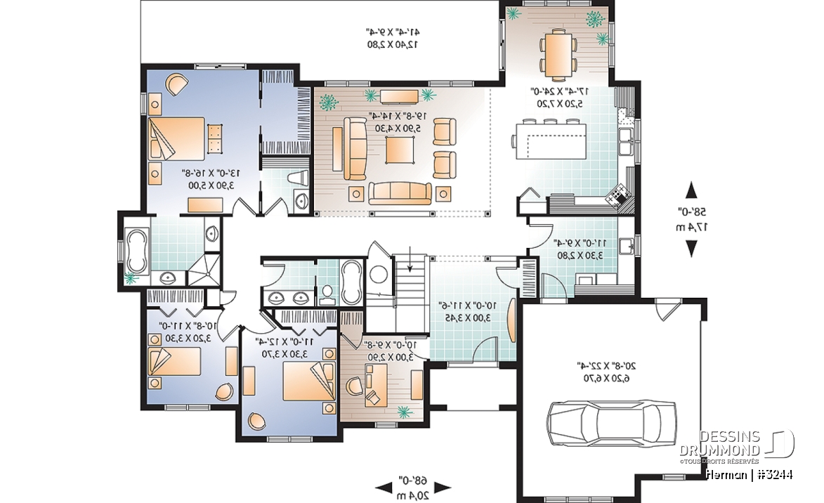 Rez-de-chaussée - Maison de style Floride, grande suite des maîtres, bureau à domicile, à aire ouverte, espace boni - Herman