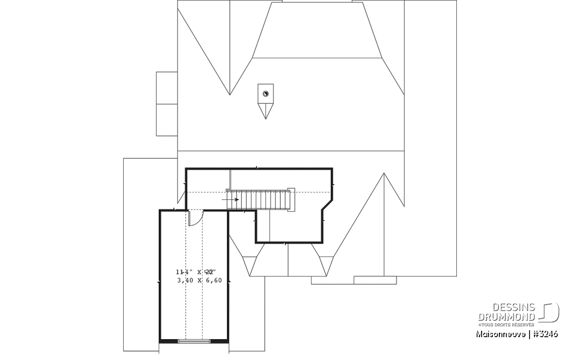 Espace boni - Plain-pied style américain, garage double avec boni, 3 chambres, 2 s.d.b, grande cuisine, foyer central - Maisonneuve