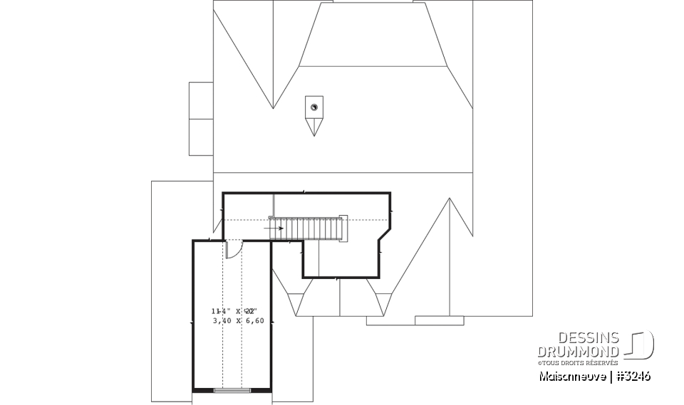 Espace boni - Plain-pied style américain, garage double avec boni, 3 chambres, 2 s.d.b, grande cuisine, foyer central - Maisonneuve