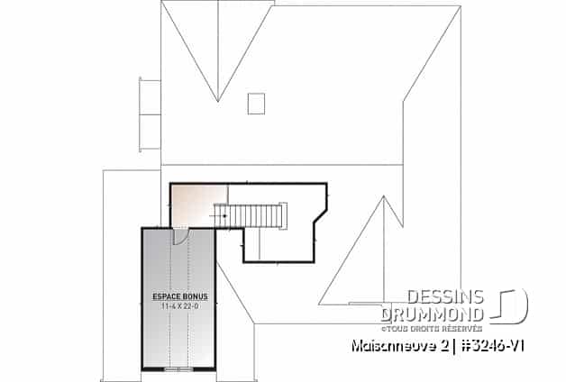 Espace boni - Plan de farmhouse moderne, 4 à 5 chambres, sous-sol aménagé (rez-de-jardin), beaucoup de lumière naturelle - Maisonneuve 2