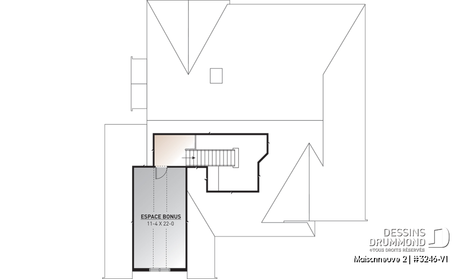 Espace boni - Plan de farmhouse moderne avec sous-sol aménagé (rez-de-jardin), garage double, beaucoup de lumière naturelle - Maisonneuve 2
