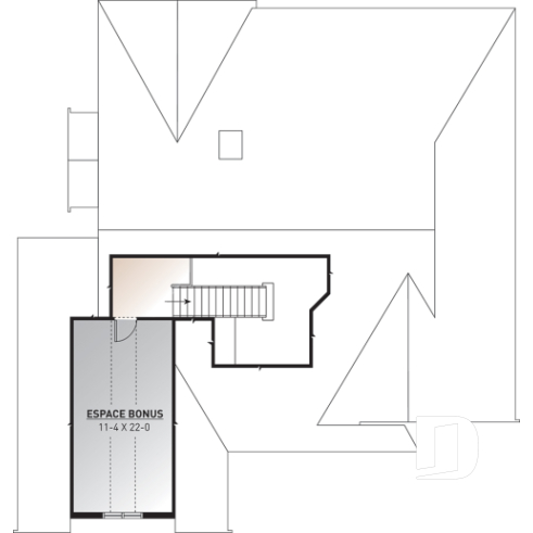 Espace boni - Plan de farmhouse moderne avec sous-sol aménagé (rez-de-jardin), garage double, beaucoup de lumière naturelle - Maisonneuve 2