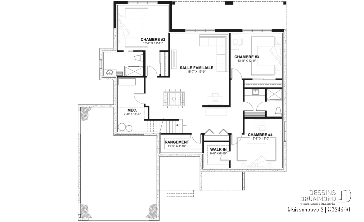 Sous-sol aménagé (Optionel $) - Plan de plain-pied avec garage double, moderne farmhouse, superbe suite principale, sous-sol fini optionnel - Maisonneuve 2