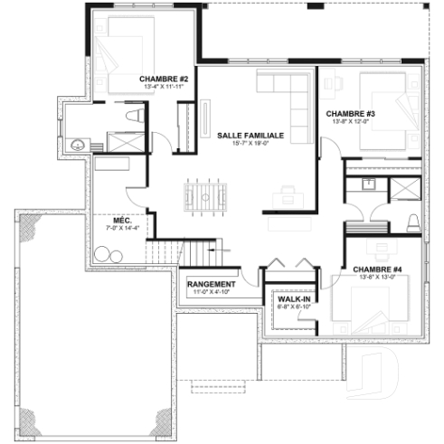 Sous-sol aménagé (Optionel $) - Plan de farmhouse moderne, garage double, beaucoup de lumière naturelle - Maisonneuve 2