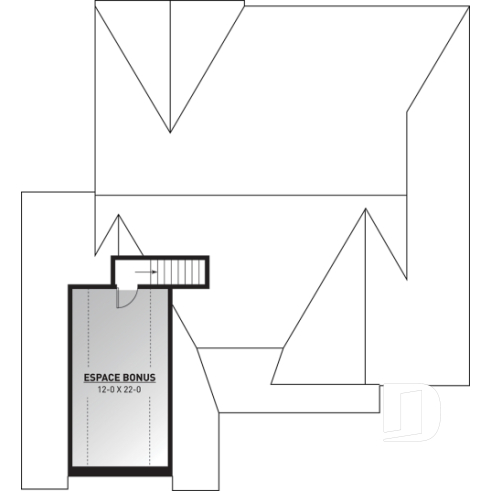 Espace boni - Plan de plain-pied avec garage double, cuisine et salon aménagés à l'arrière, grande terrasse abritée - Jennifer