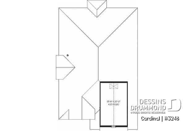 Rangement boni - Plan de plain-pied pour terrain étroit, 3 chambres, garage double, buanderie, foyer, terrasse abritée - Cardinal