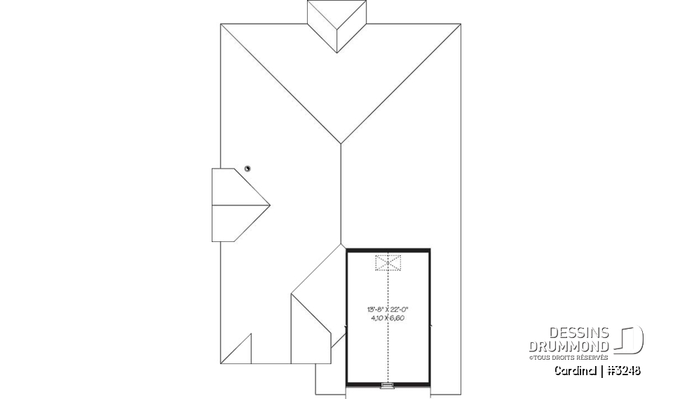 Rangement boni - Plan de plain-pied pour terrain étroit, 3 chambres, garage double, buanderie, foyer, terrasse abritée - Cardinal