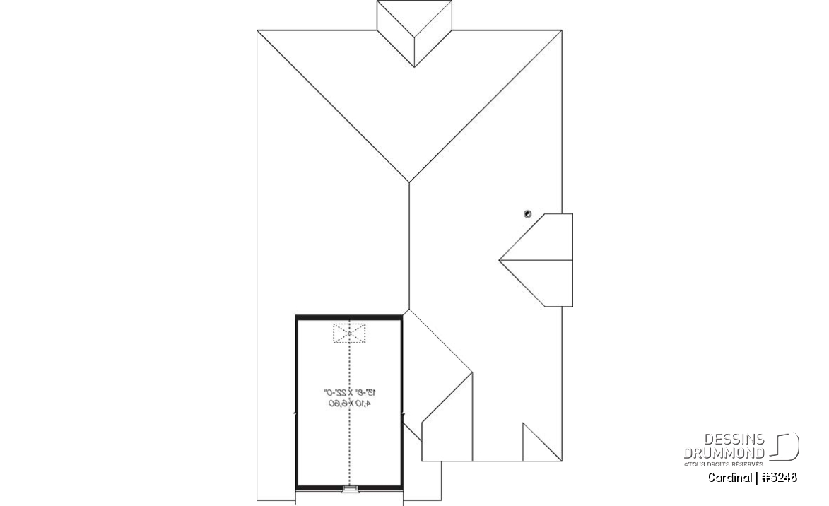 Rangement boni - Plan de plain-pied pour terrain étroit, 3 chambres, garage double, buanderie, foyer, terrasse abritée - Cardinal