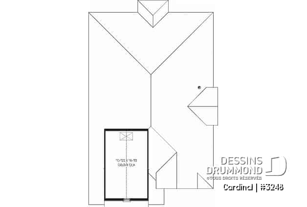 Rangement boni - Plan de plain-pied pour terrain étroit, 3 chambres, garage double, buanderie, foyer, terrasse abritée - Cardinal