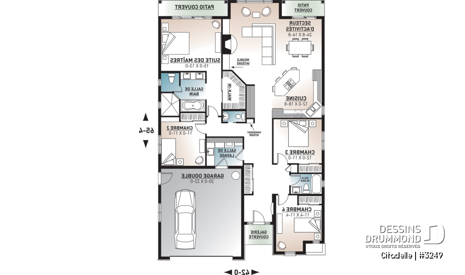 Rez-de-chaussée - Plain-pied avec beaucoup de rangement, 4 chambres, îlot de cuisine - Citadelle