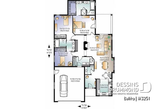 Rez-de-chaussée - Maison de type plain-pied, garage double, 3 chambres, patio couvert, foyer, terrasse abritée latérale - Belita