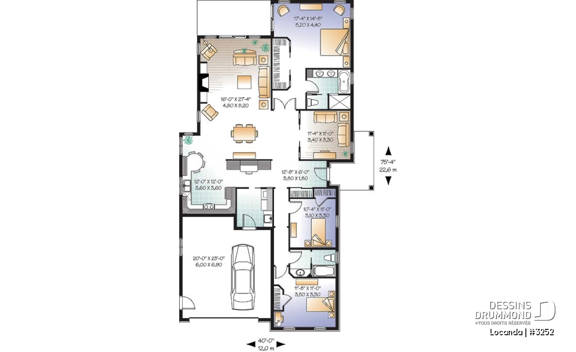 Rez-de-chaussée - Plan de plain-pied avec 3 ou 4 chambres, garage double, grande cuisine, suite des maîtres remarquable - Locanda