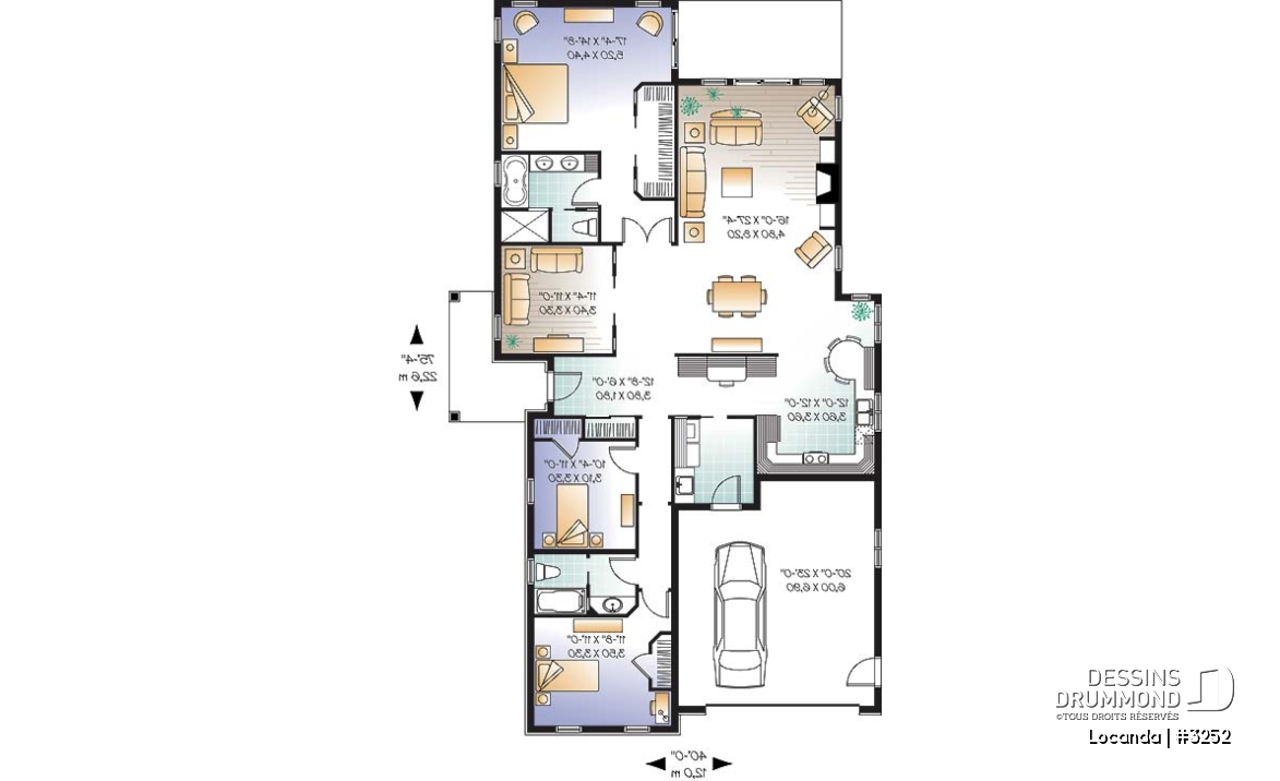 Rez-de-chaussée - Plan de plain-pied avec 3 ou 4 chambres, garage double, grande cuisine, suite des maîtres remarquable - Locanda