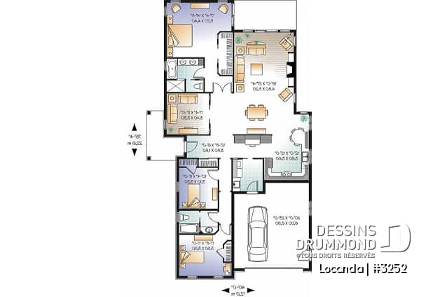 Rez-de-chaussée - Plan de plain-pied avec 3 ou 4 chambres, garage double, grande cuisine, suite des maîtres remarquable - Locanda