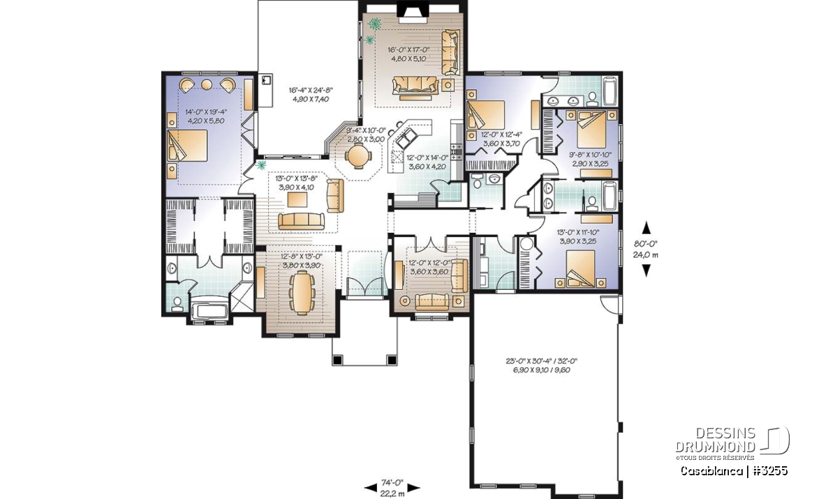 Rez-de-chaussée - Maison luxueuse et spacieuse, 4 chambres, garage triple, plafond 10' - Casablanca