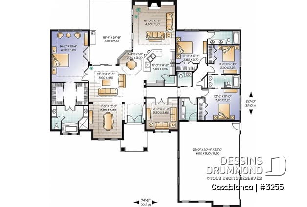 Rez-de-chaussée - Maison luxueuse et spacieuse, 4 chambres, garage triple, plafond 10' - Casablanca