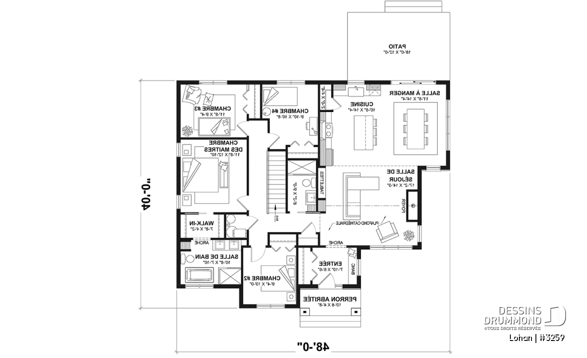 Rez-de-chaussée (Optionel $) - Plan de maison plain-pied 4 chambres, 2 salles de bain, garde-manger et suite privée pour les parents - Lohan