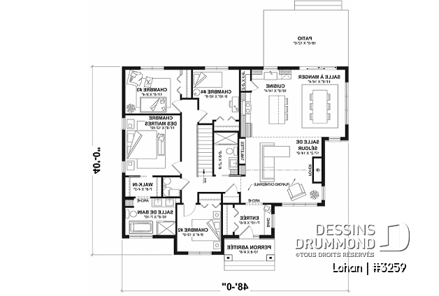 Rez-de-chaussée (Optionel $) - Plan de maison plain-pied 4 chambres, 2 salles de bain, garde-manger et suite privée pour les parents - Lohan