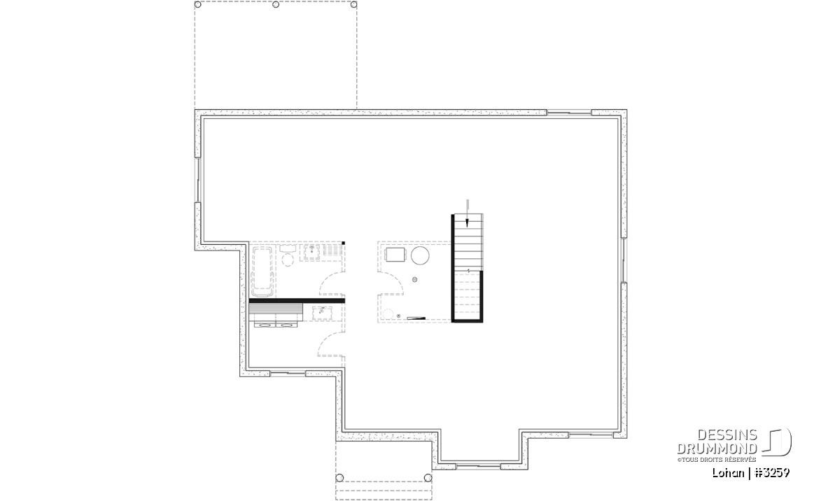 Sous-sol aménageable (Optionel $) - Plan de maison plain-pied 4 chambres, 2 salles de bain, garde-manger et suite privée pour les parents - Lohan