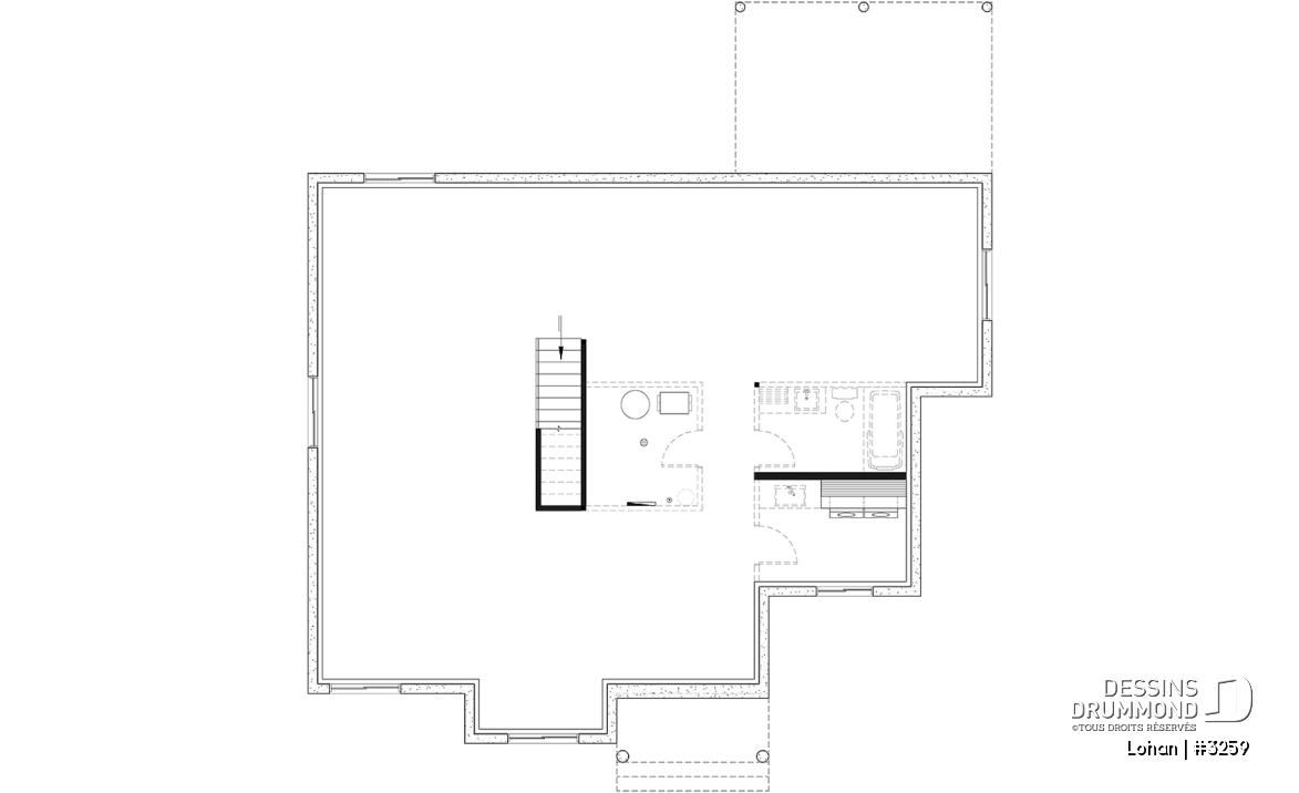 Sous-sol aménageable (Optionel $) - Plan de maison plain-pied 4 chambres, 2 salles de bain, garde-manger et suite privée pour les parents - Lohan